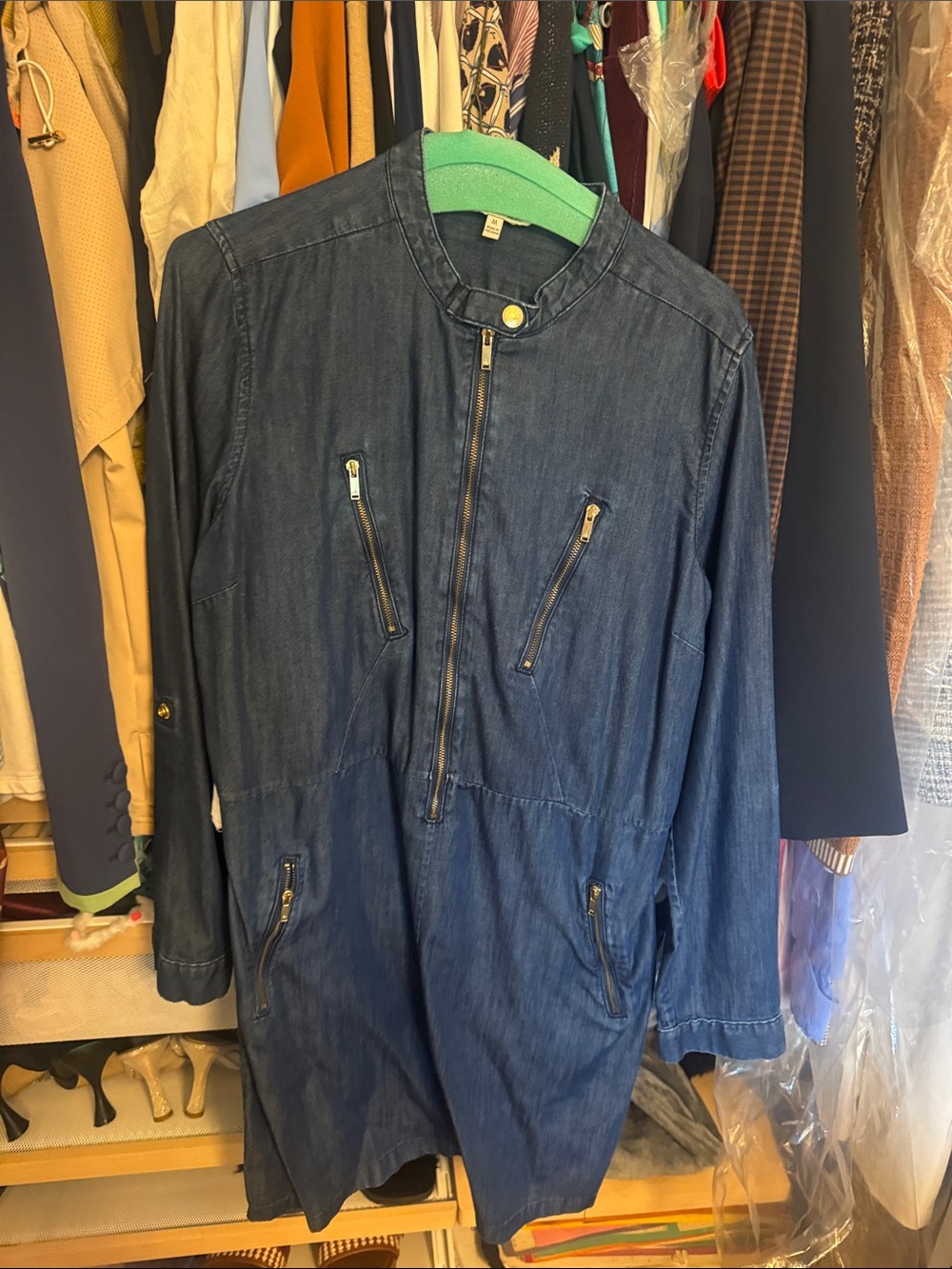 Women's Dark Blue Denim Zip-Front Jacket